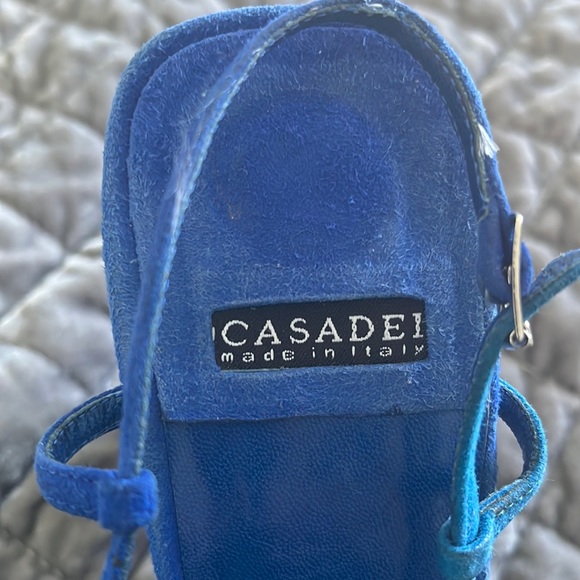 Cobalt multi blue suede sling back heels - Picture 2 of 7